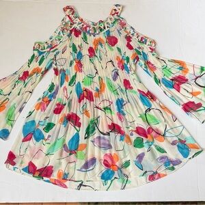 Ninety Multicolor Floral Cold Shoulder Blouse